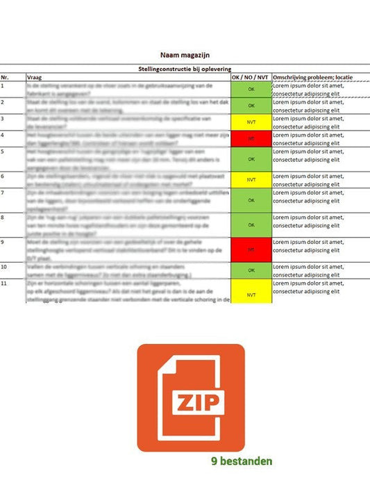 Set Inspectielijsten Magazijnstellingen