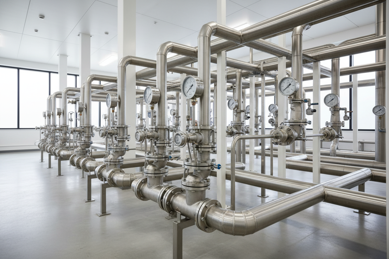 Installatie met drukleidingen